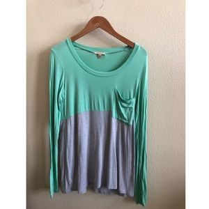 Anthropologie Bordeaux Color Block Long-Sleeve